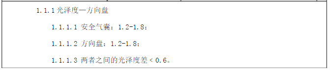 方向盤光澤度標準